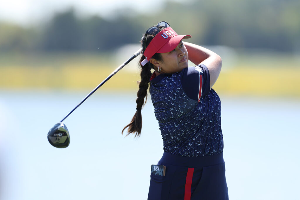 Team USA's Lilia Vu drives the ball during practice for the the 2024 Solheim Cup.