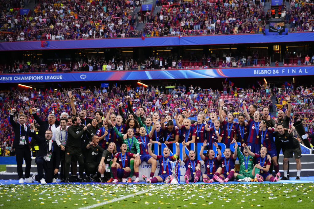 Barcelona celebrates their 2023/24 Champions League title.