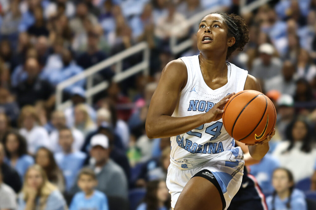 UNC's Indya Nivar drives to the basket during a game.