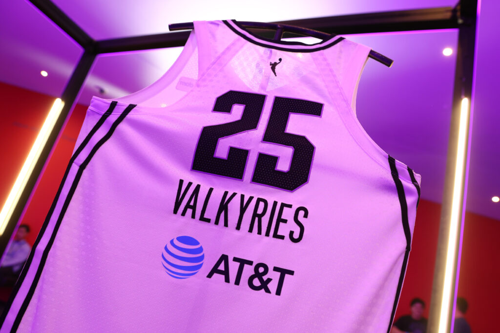 A photo of a Golden State Valkyries jersey during the expansion draft.