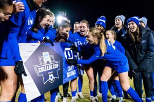 Duke celebrates making their fifth College Cup after last weekend's NCAA quarterfinal.