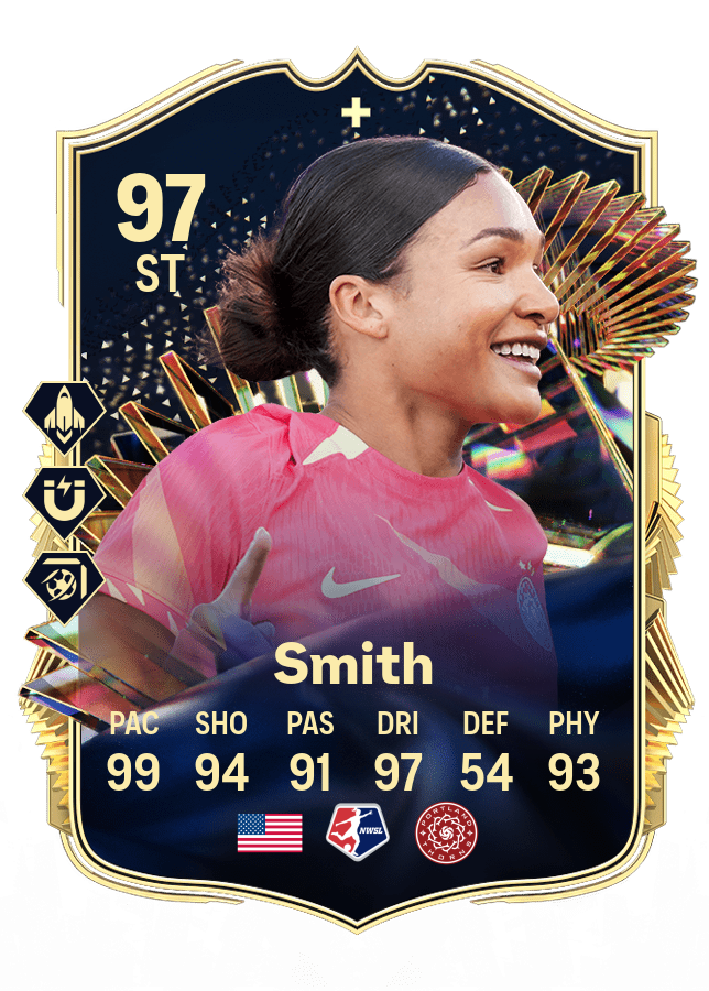 Rendering of Sophia Smith's EA FC 2024 card.