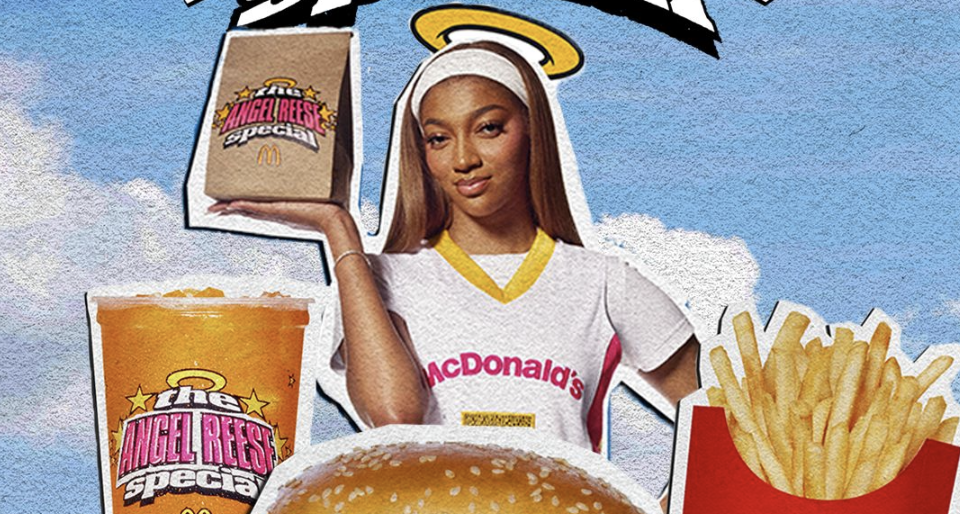 Promotional poster for Angel Reese's McDonald's meal deal.