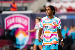 San Diego Wave defender Naomi Girma plays during the NWSL Challenge Cup.