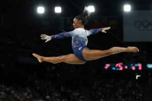 Sports Illustrated Sportsperson of the Year Simone Biles of Team USA completes on the women´s balance beam finale on day 10 of the Olympic Games Paris 2024.