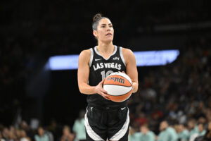 Las Vegas guard Kelsey Plum shoots a free throw.