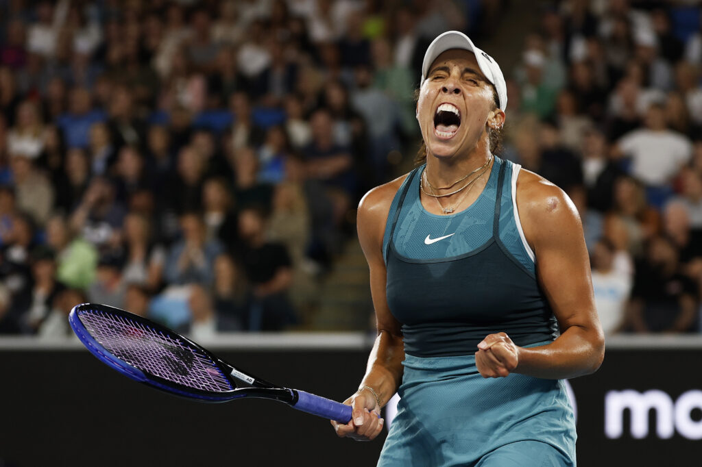 Madison Keys celebrates a point at the 2025 Australian Open.