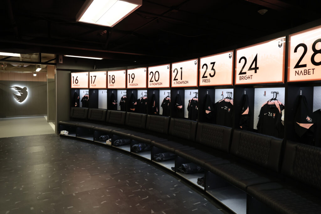 The new locker room at the Angel City performance center.