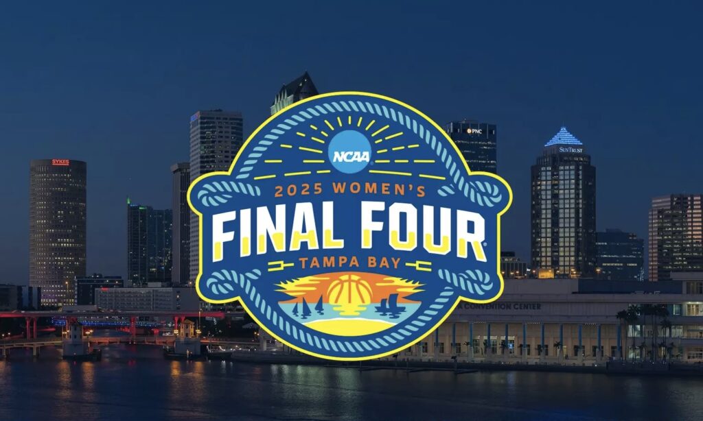 A graphic for the 2025 Final Four in Tampa, Florida.