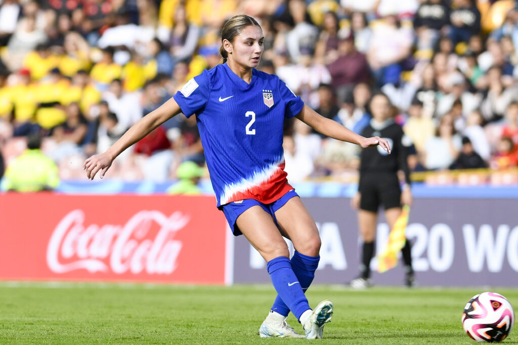 US defender Gisele Thompson passes the ball during the U-20 World Cup in September 2024.