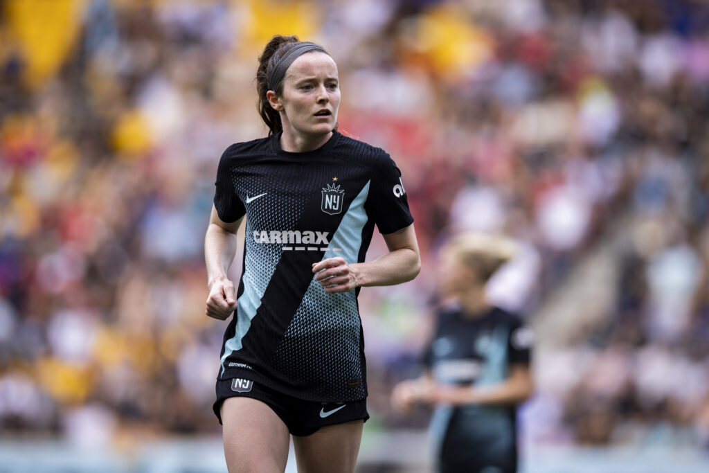 Gotham FC's Rose Lavelle runs down the pitch during a 2024 NWSL match.