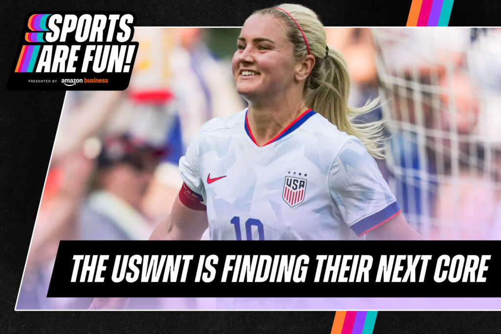 Cover image for Sports Are Fun! podcast featuring USWNT captain Lindsey Heaps.