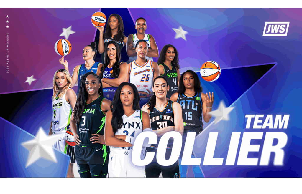 Graphic showing 2025 WNBA All-Star Game champions Team Collier.