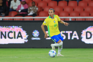 Brazil star Marta controls the ball during their 2025 Copa América semifinal.
