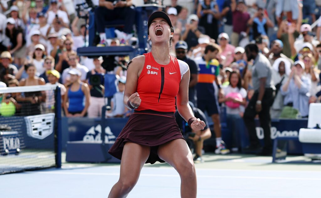 Filipina tennis star Alexandra Eala celebrates her history-making first-round 2025 US Open win.