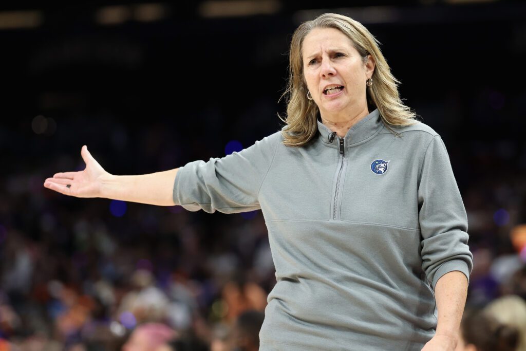 Minnesota Lynx head coach Cheryl Reeve reacts to a play during Game 3 of the 2025 WNBA semifinals.