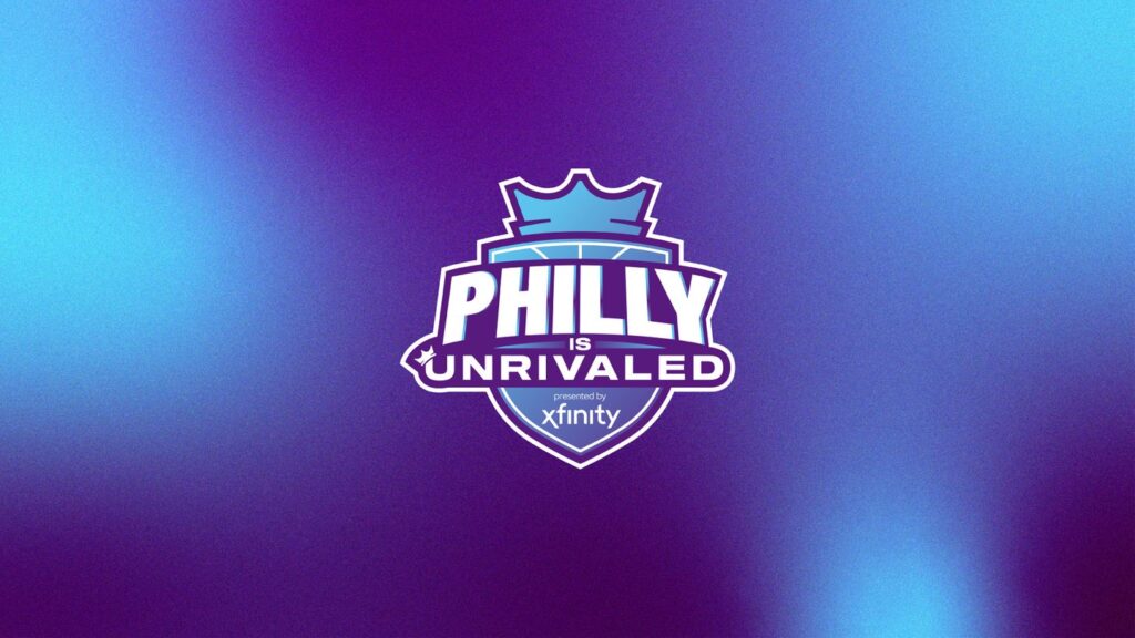 A graphic reads "Philly is Unrivaled" on top of the 3x3 basketball league's logo crest.