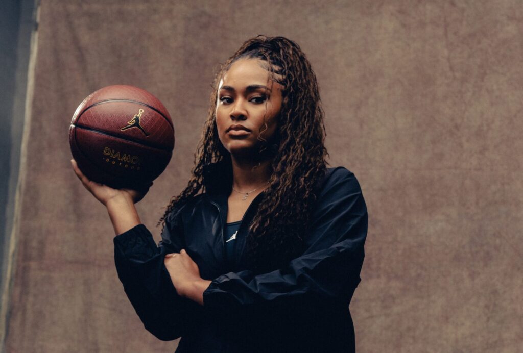UConn basketball star Sarah Strong poses during a photo shoot for Jordan Brand.
