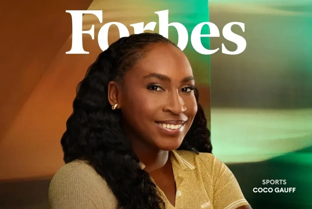US tennis star Coco Gauff poses for the 2026 Forbes 30 Under 30 list.