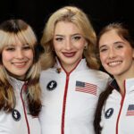 The US Figure Skating women's singles team of Alysa Liu, Amber Glenn, and Isabeau Levito pose for a photo after making the nation's 2026 Winter Olympics squad.