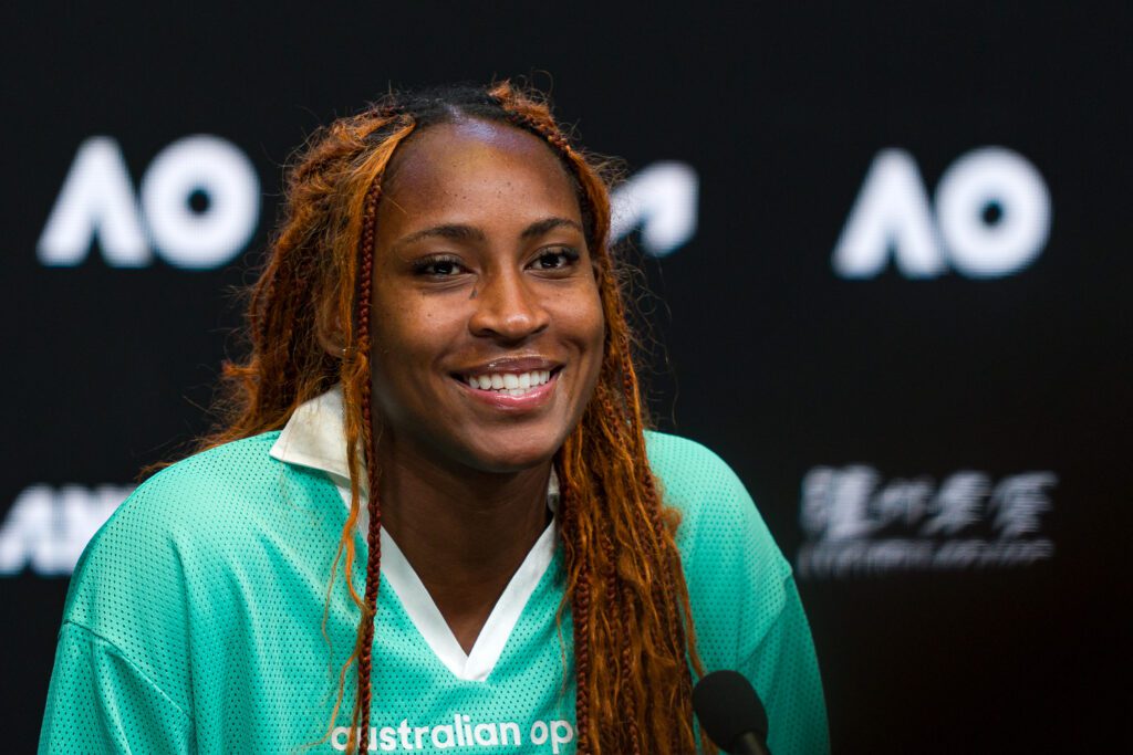 US tennis star Coco Gauff speaks at a press conference before the 2026 Australian Open.