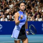 Philippines' Alexandra Eala reacts after a point against Japan's Himeno Sakatsume during their women's singles at the Philippine Women's Open tennis tournament in Manila on January 28, 2026.
