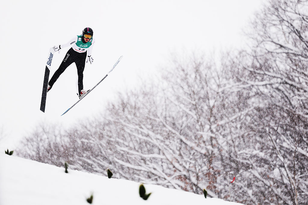 Nicole Maurer of Canada competes in the Individual Large Hill during the FIS Women's Ski Jumping Sapporo at Okurayama Jump Stadium on January 25, 2026 in Sapporo, Hokkaido, Japan.