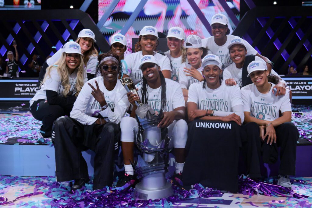 Rose BC poses with their 2025 Unrivaled championship trophy.