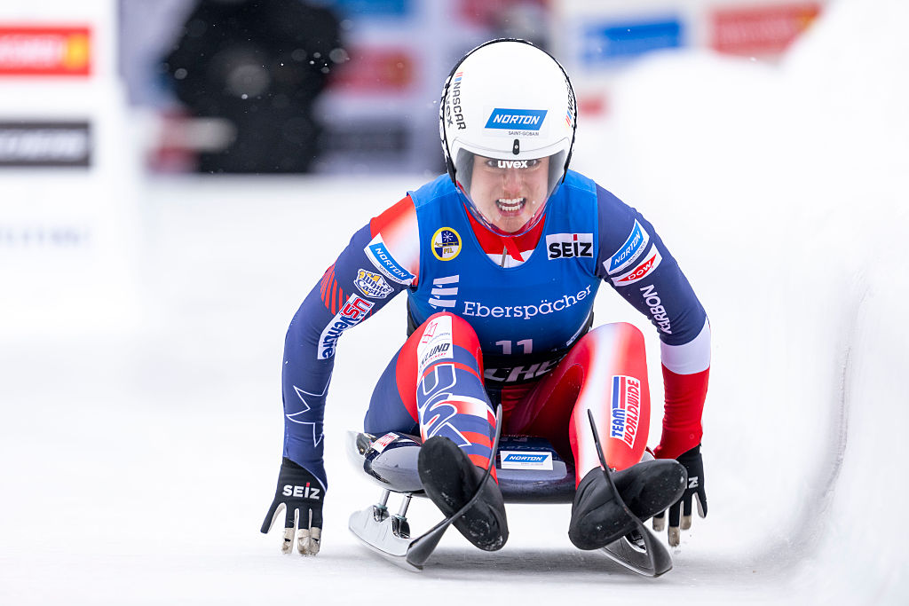 Luge athlete Emily Fischnaller of Team USA starts her run at the 2026 World Championships ahead of the 2026 Winter Olympics.