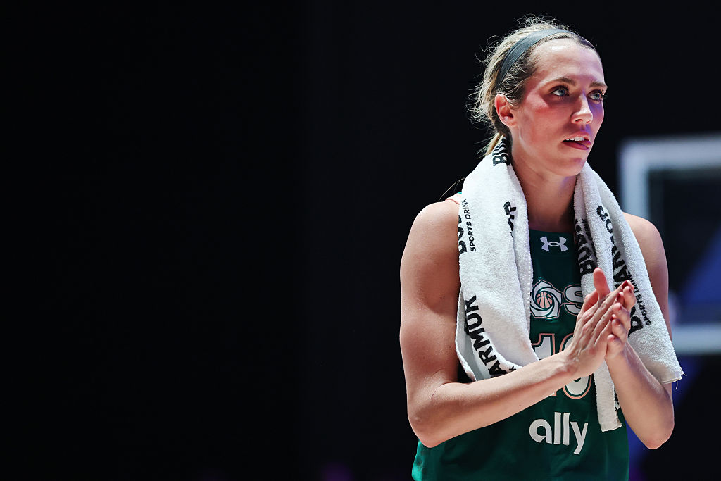 Lexie Hull #10 of the Rose looks on against the Phantom during the first half at Sephora Arena on January 05, 2026 in Medley, Florida.