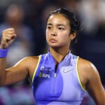 Alexandra Eala of Philippines celebrates a point against Jasmine Paolini of Italy during her women's singles match on day three of the Dubai Duty Free Tennis Championships, part of the Hologic WTA Tour at Dubai Duty Free Tennis Stadium on February 17, 2026 in Dubai, United Arab Emirates.