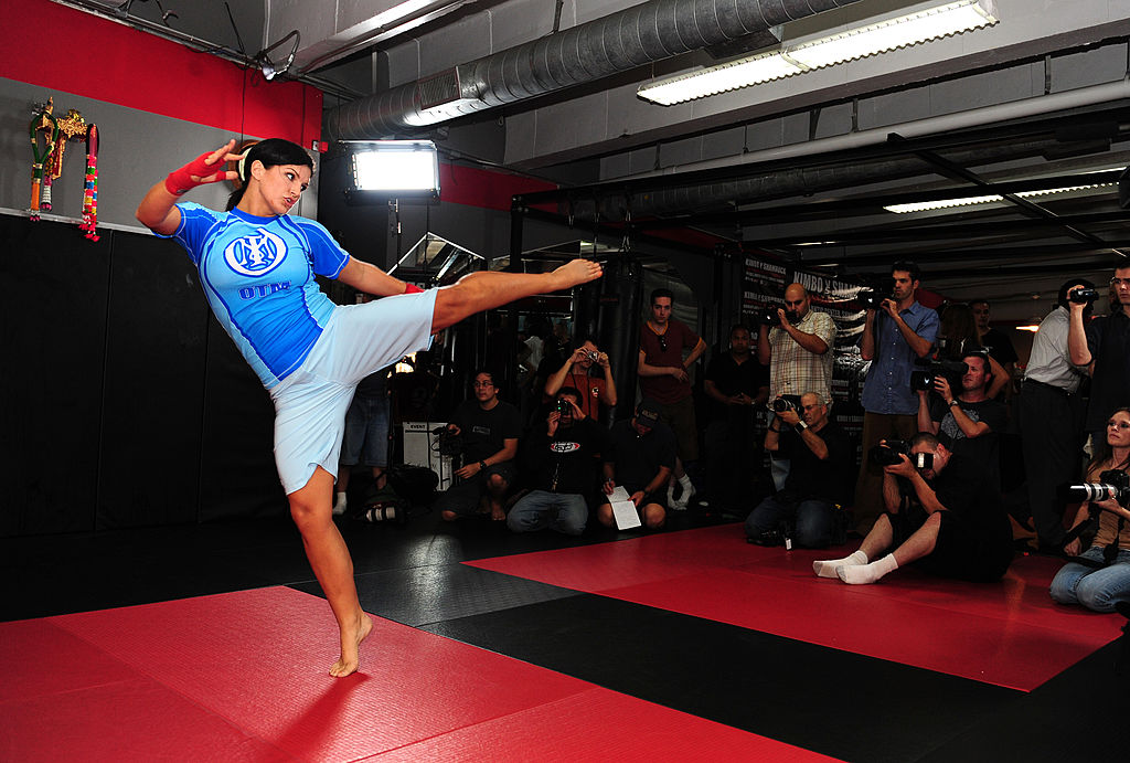 MMA Superstar Gina Carano is seen during the Workout/Media Day with Kimbo Slice and Gina Carano at the Legends Mixed Martial Arts Training Center on September 17, 2008 in Los Angeles, California.