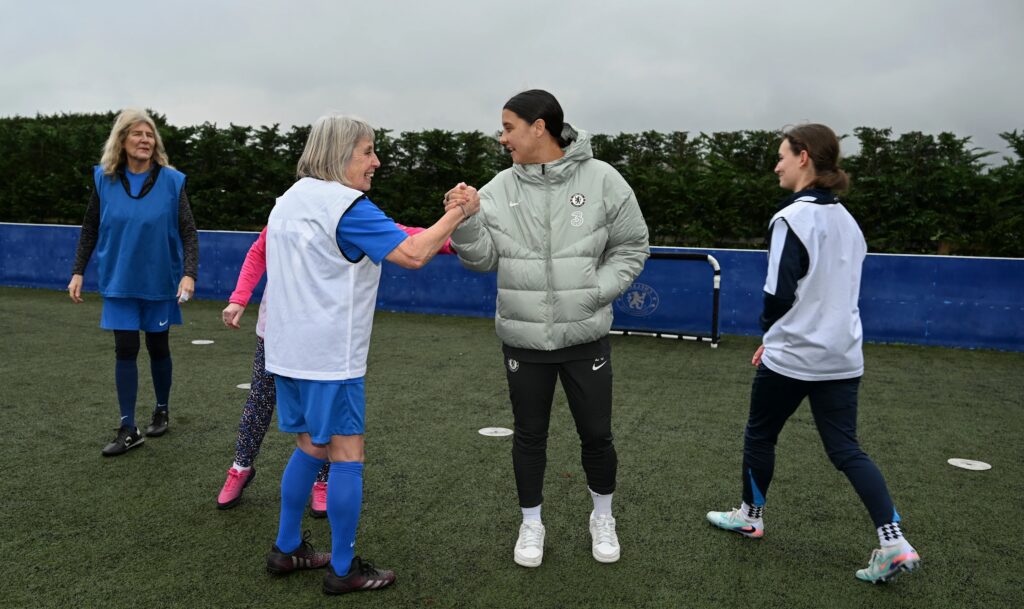 Chelsea star Sam Kerr participates in International Women's Day 2026 programming.