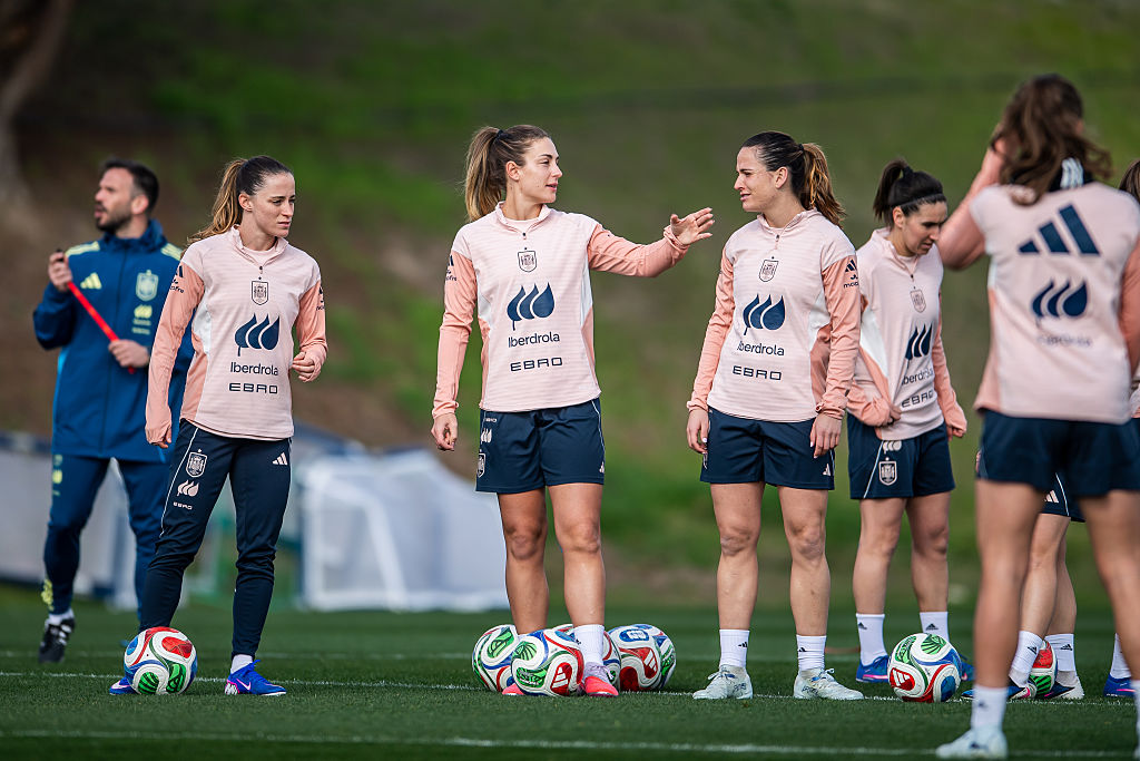Alexia Putellas of Spain gestures during a training session at Ciudad del futbol de Las Rozas on March 02, 2026 in Madrid, Spain ahead of International Women's Day.