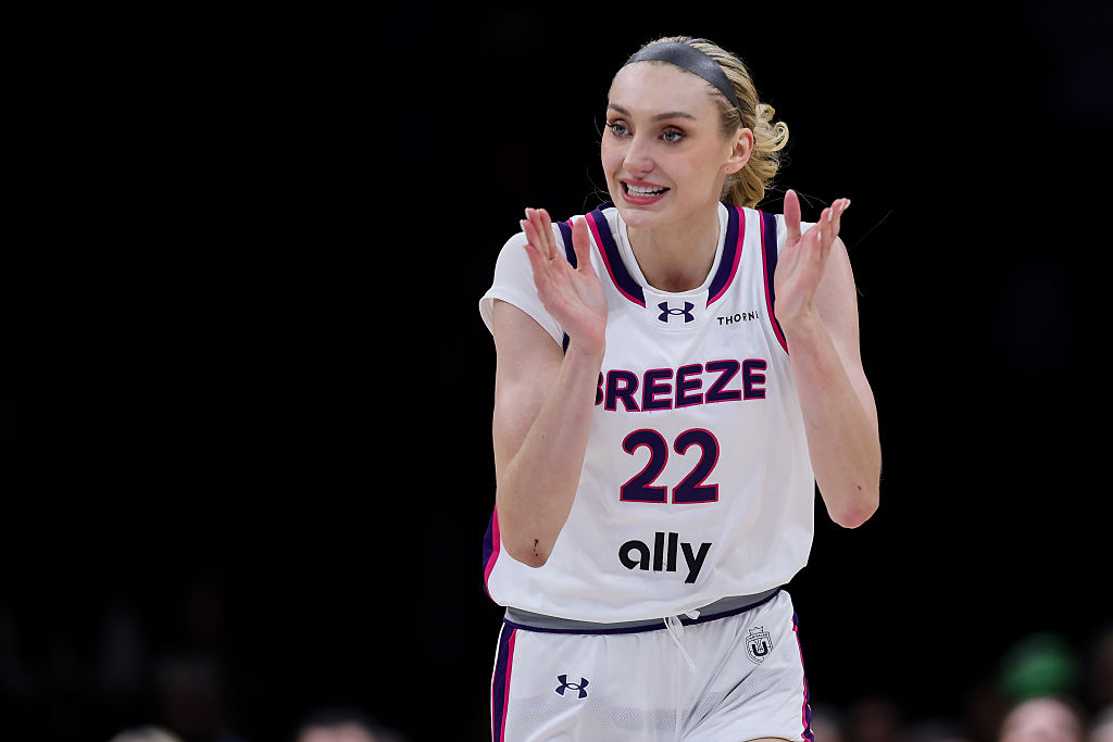 Cameron Brink #22 of the Breeze reacts during the second quarter against the Mist in the Unrivaled Semifinals at Barclays Center on March 02, 2026 in New York City.