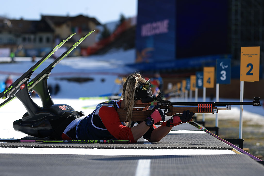 Oksana Masters of Team United States participates in training ahead of the Milano Cortina 2026 Winter Paralympics Games at Tesero Cross-Country Skiing Stadium on March 05, 2026 in Val di Fiemme, Italy. 