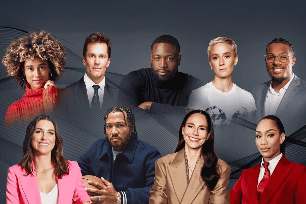 A graphic shows the nine members of the new JPMorgan Chase Athlete Council.