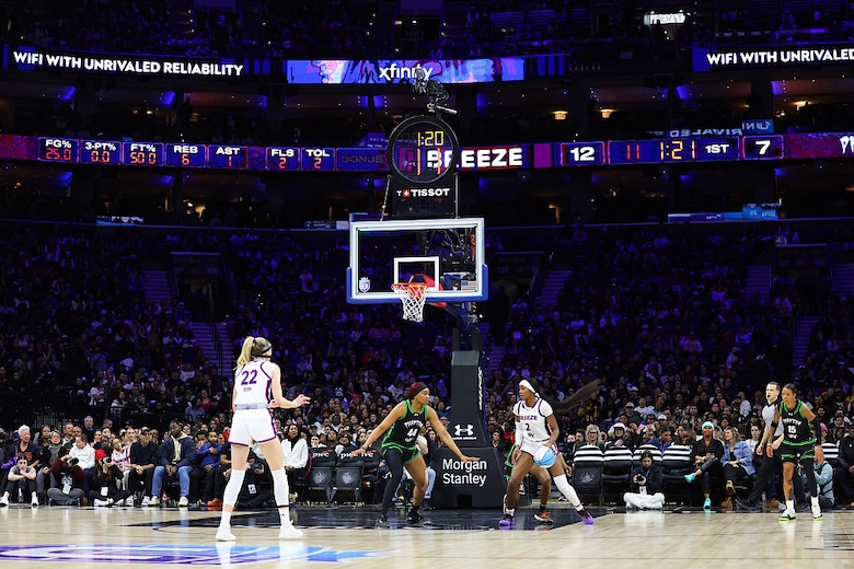 Deloitte Game Changers women's sports revenue driver Rickea Jackson #2 of the Breeze controls the ball against the Phantom during the first half of the Unrivaled 2026 game at Xfinity Mobile Arena on January 30, 2026 in Philadelphia, Pennsylvania.