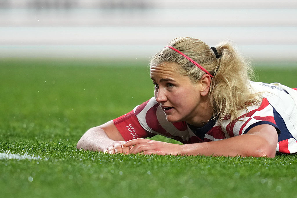 USWNT vs Japan player Lindsey Heaps #10 of United States reacts during the International Friendly match between United States and Japan at Lumen Field on April 14, 2026 in Seattle, Washington.
