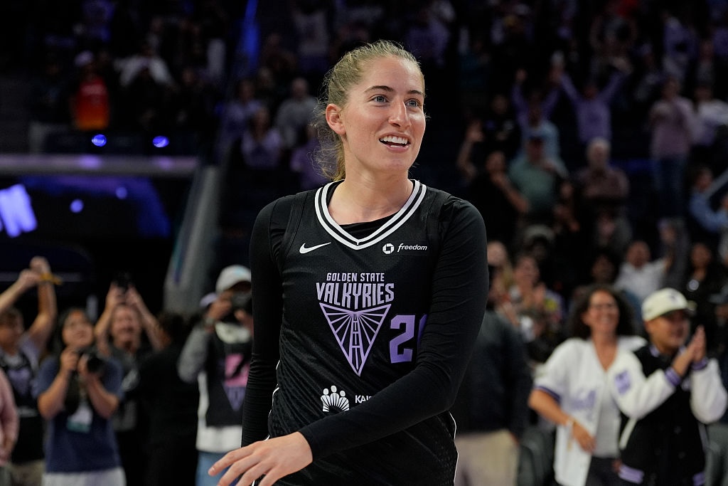 WNBA roster cuts victim Kate Martin #20 of the Golden State Valkyries smiles against the New York Liberty on September 2, 2025 at Chase Center in San Francisco, California.