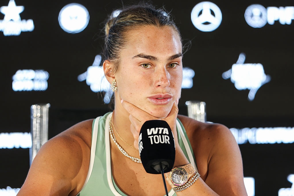 Aryna Sabalenka of Belarus attends her press conference during the Mutua Madrid Open 2026, ATP Masters 1000 and WTA 1000, at La Caja Magica on April 27, 2026 in Madrid, Spain.