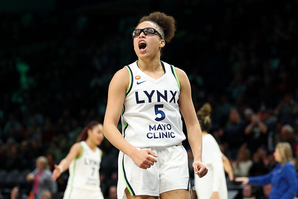innesota Lynx celebrates against the Toronto Tempo in the fourth quarter of a preseason game at Target Center on May 01, 2026 in Minneapolis, Minnesota. The Lynx defeated the Tempo 73-66.