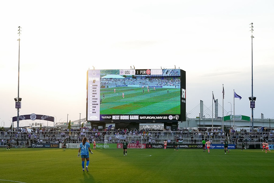 Racing Louisville FC v Portland Thorns FC at Lynn Family Stadium on May 08, 2026 in Louisville, Kentucky before NWSL sale.