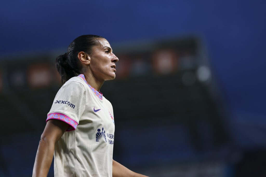Kenza Dali #10 of the San Diego Wave FC walks towards the corner during the second half against the Houston Dash at Shell Energy Stadium on May 20, 2026 in Houston, Texas while honoring the san diego mosque shooting victims.