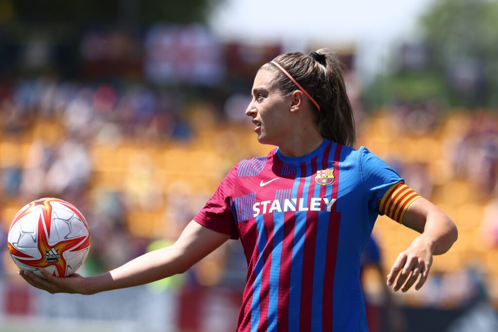 Alexia Putellas of FC Barcelona gestures during the Final of the spanish women cup, Copa de la Reina, football match played between FC Barcelona and Sporting Club de Huelva on May 29, 2022, in Alcorcon, Madrid Spain.