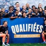 The French women s football team celebrates its qualification for the World Cup which will be held in Brazil in 2027 following its victory over Ireland at the Stade des Alpes in Grenoble a match won by France one goal to nil on Tuesday 9 June 2026.