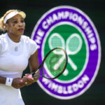 Serena Williams of the United States during practice on Court Twelve as she prepares for the Wimbledon Lawn Tennis Championships at the All England Lawn Tennis and Croquet Club at Wimbledon on June 27th, 2026, in London, England.