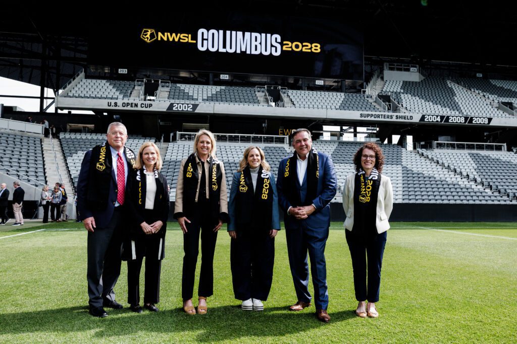 NWSL Columbus expansion owners pose at ScottsMiracle-Gro Field.