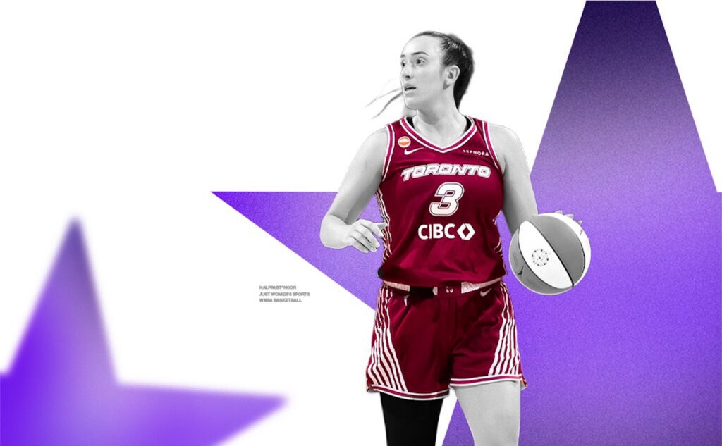 Half Past Noon graphic displaying 2026 WNBA players stats for guard Marina Mabrey ahead of her potential All-Star game appearance.