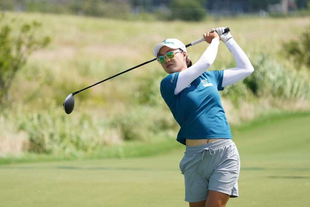 Minjee Lee plays her shot from the second tee during the final round of the KPMG Women's PGA Championship.